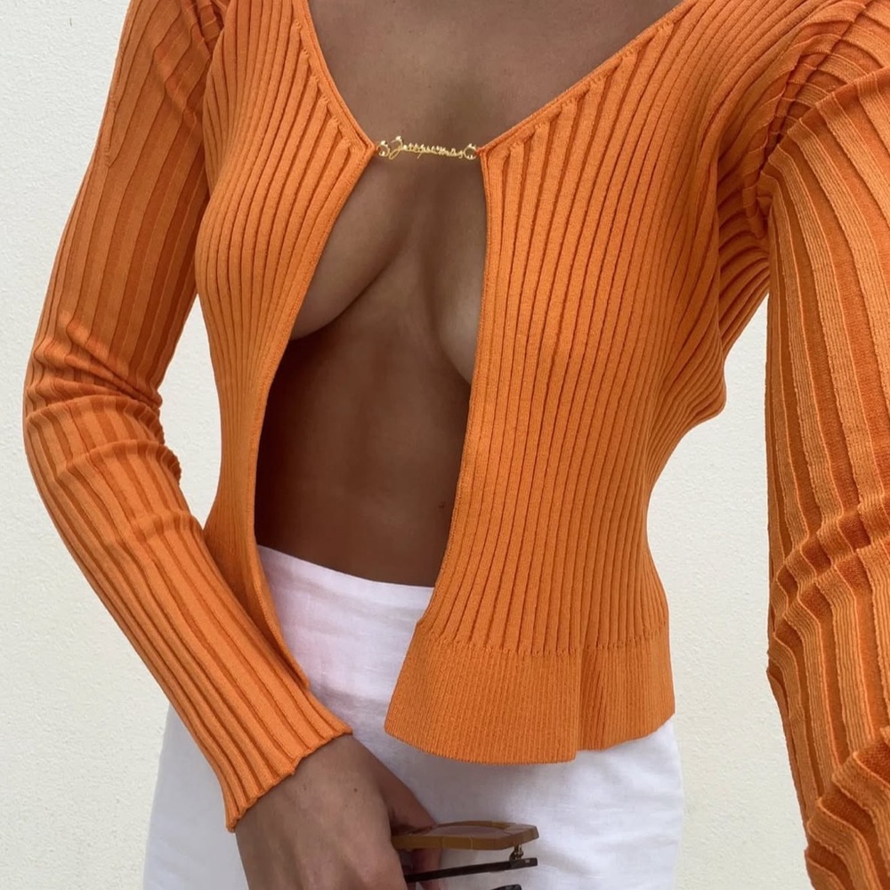 JACQUEMUS Orange Ribbed Cardigan! Like new!